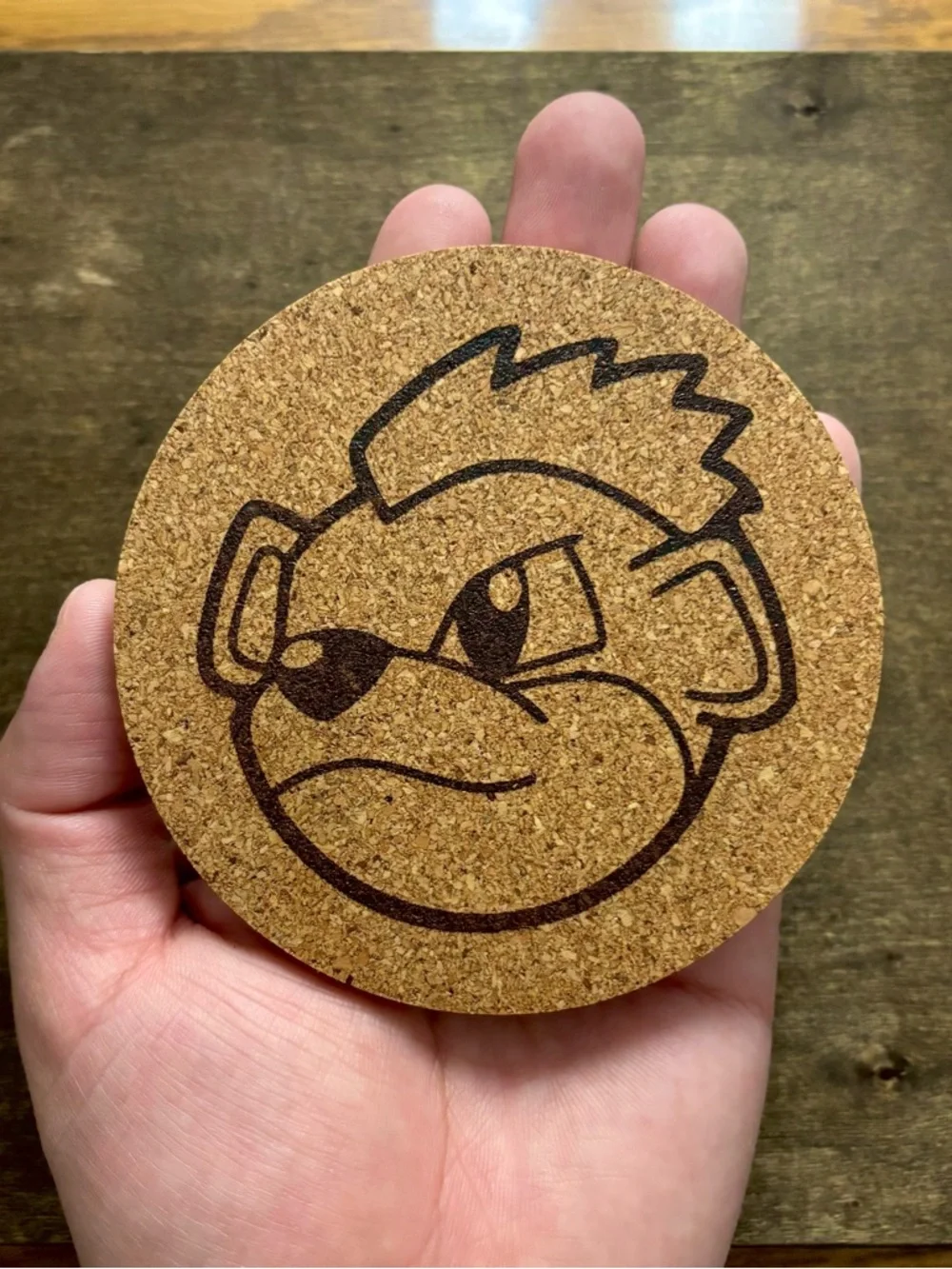 Pokemon Growlithe Face Laser Engraved Cork Coaster